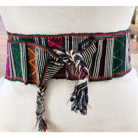 Vintage German  Embroidered Dance Ceremonial Sash Tie Belt with Tassels O/S - Picture 4 of 5